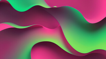 Flat shapeless abstract fuchsia neon green background gradient wallpaper - obrazy, fototapety, plakaty