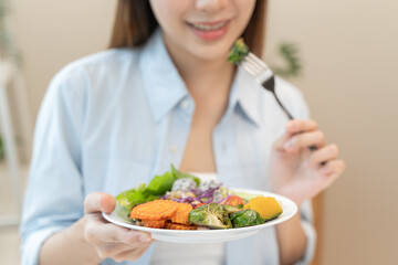 wellness lifestyles eat healthy food for good health concept, Close-up meal of vegan food have...