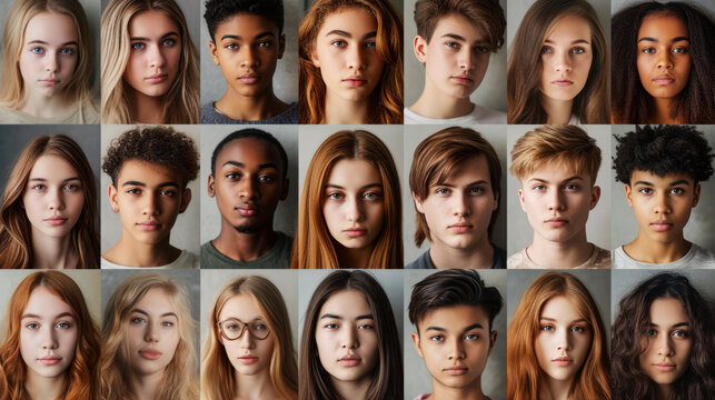 AI-generated diverse high school yearbook portraits showcase of youth