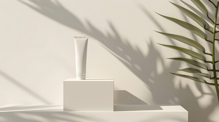 Cosmetic Tube Package, Container Skin Care Cream on pink Background.