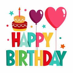 Happy Birthday text vector illustration (8)