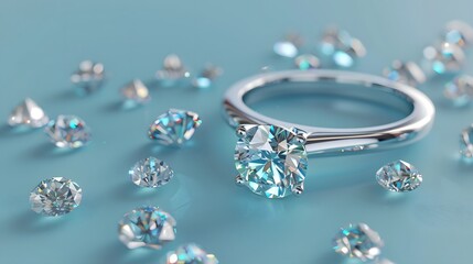 Platinum diamond ring with many diamonds on white background.