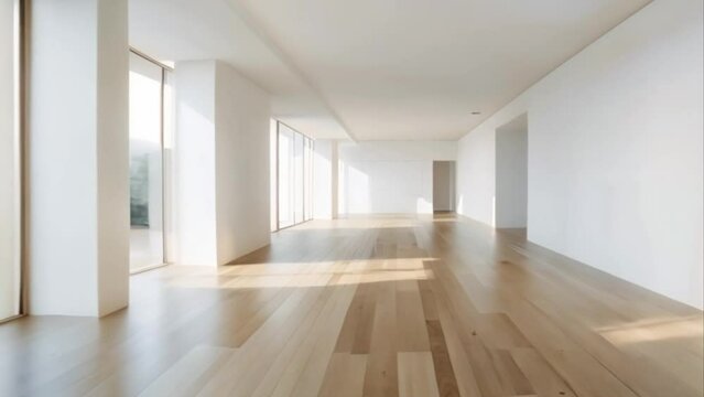 video white empty room and wooden floor