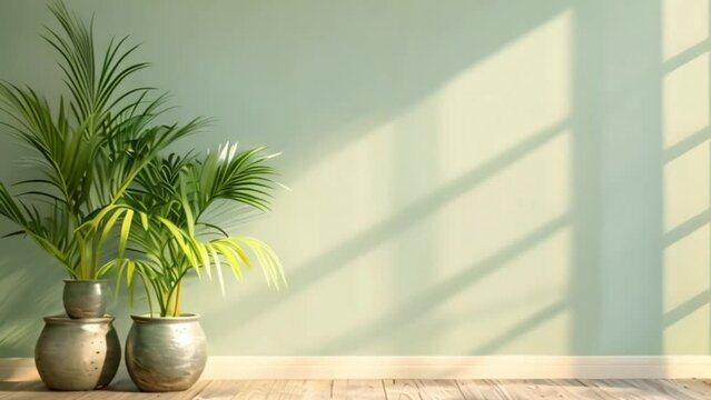 video empty space and two potted ornamental plants