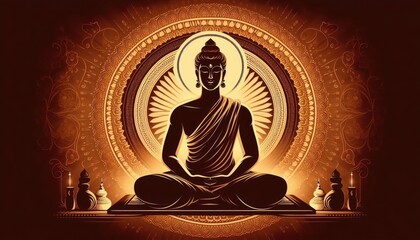 Buddha Purnima, Vesak Day, Buddhism, Buddha Jayanti Banner for Social Media Post, Vector Art Illustration