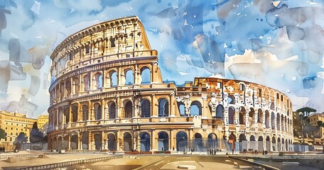 watercolor artwork inspired by Rome - obrazy, fototapety, plakaty