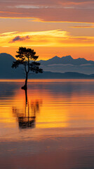 Fototapeta na wymiar Resplendent Sunset: A Harmonious Display of Nature's Tranquility