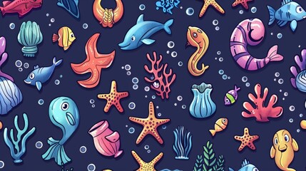 Seamless pattern in marine style. Suitable for packing