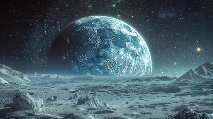 Naklejka na ściany i meble From afar, a mysterious sphere; up close, a lunar wonderland.