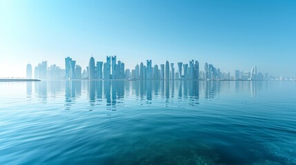 Doha's Skyline with Corniche and West Bay