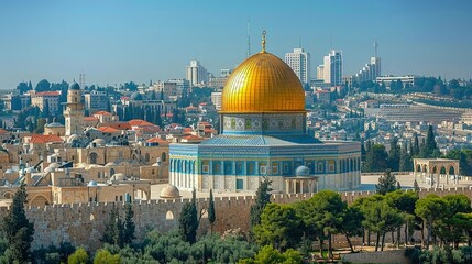 Fototapeta na wymiar Jerusalem's Skyline with the Dome of the Rock