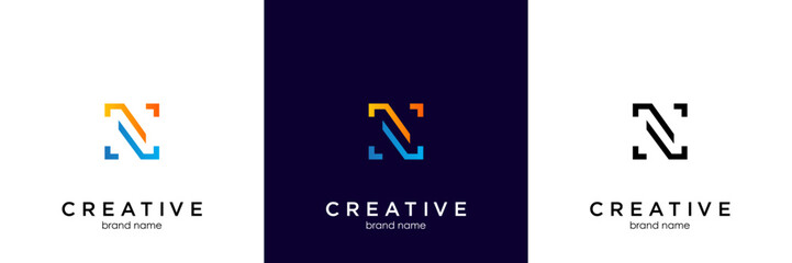 Minimalist elegant letter N logo design