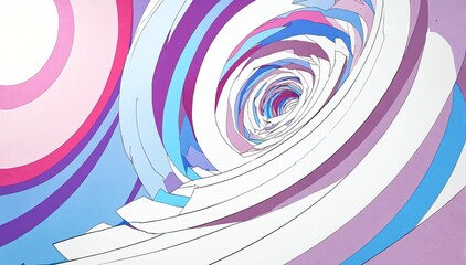 abstract white theme spiral retro pop art anime cartoon style background from Generative AI