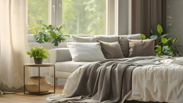 video brown bedroom with sofa