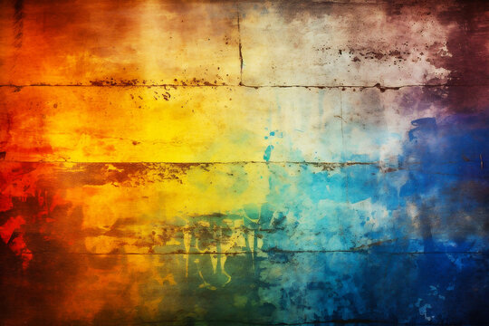 Weathered colorful rainbow painted wood planks background, gay LGBTQ+ flag, LGBT pride month concept
