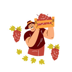 Joyful grape harvest vector illustration