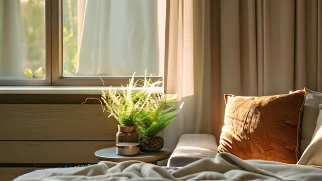 video brown bedroom with sofa