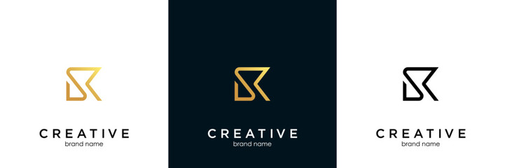 SK letter logo design on luxury background. KS monogram initials letter logo concept. SK icon design. KS elegant and Professional letter icon design