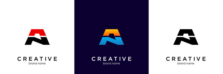 Creative letter AN and triangle logo design