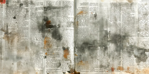 Old grunge background with newspapers torn and painted pages. Creative vintage background with copy space. - 792874798