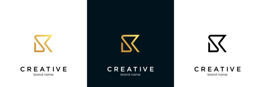SK letter logo design on luxury background. KS monogram initials letter logo concept. SK icon design. KS elegant and Professional letter icon design