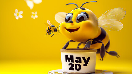 Bee With Honey Pot on World Bee Day 20 may