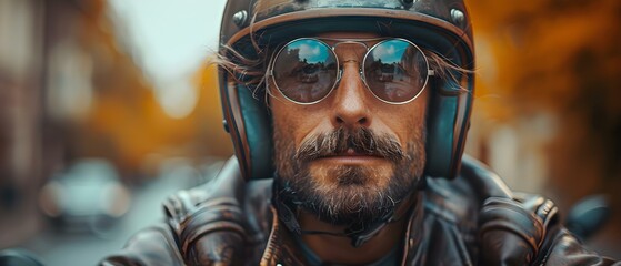 Capturing the essence of freedom, adventure, and rebellion: Portrait of a male biker. Concept Biker Style, Adventure Portraits, Rebel Spirit, Outdoor Photoshoot, Edgy Content