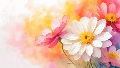 Watercolour background with flowers