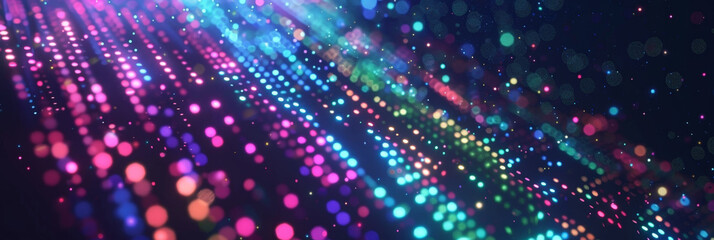 Fototapeta premium blur binary data with dots and lines. Depth of field effect applied. Concept for big data, deep machine learning, artificial intelligence, business technology background