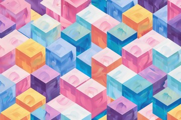 Obraz premium Geometric pattern with isometric cubes, creating depth and perspective