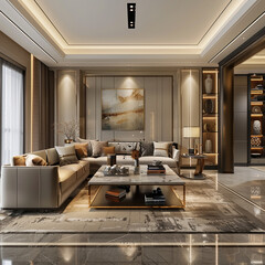 Obraz premium Luxury style living rooms soft rugs layered lighting home interior