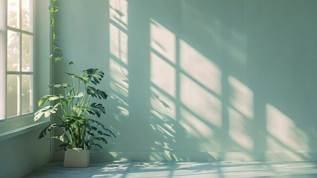 video empty room with glass windows