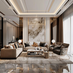 Luxury style living rooms soft rugs layered lighting home interior