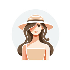 illustration of a beautiful woman wearing a straw hat