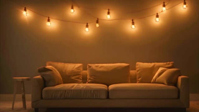 video brown sofa in an empty room