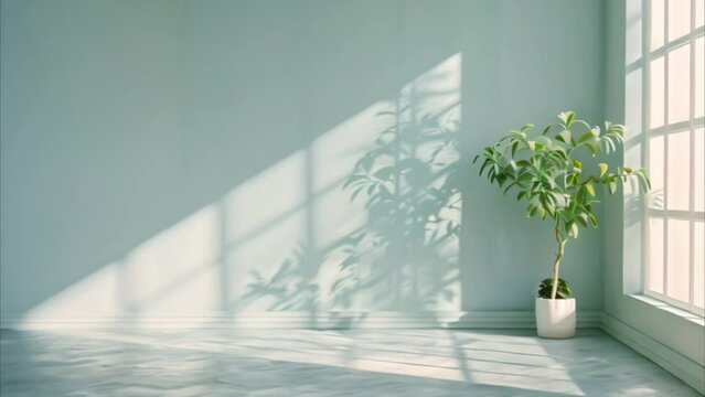 video empty room with glass windows