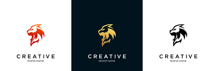 lion head design logo vector