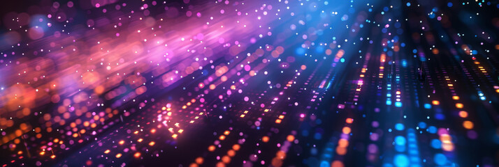 Fototapeta premium purple and blue Digital data technology background with pixel light effect,cyber technology circuit, abstract tech, innovation future data, internet network, Ai big data,banner