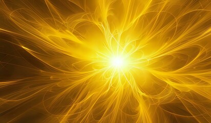 Abstract background of yellow beams of glowing energy.  AI Generated