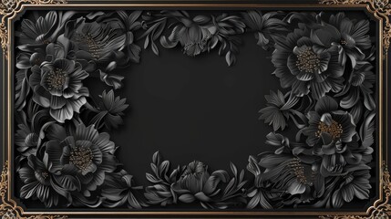 This Chinese-style frame features a retro black floral design