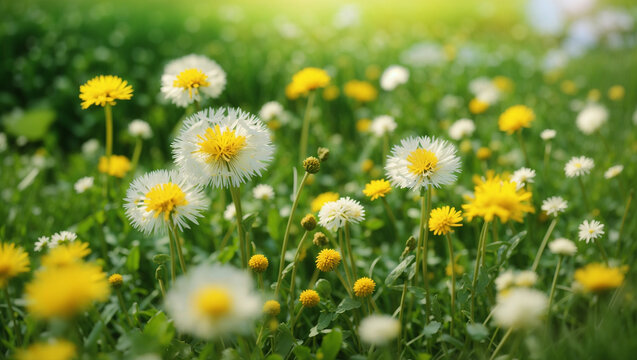 field of yellow and white flowers