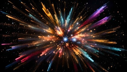 Colorful Fireworks Exploding in the Dark Sky. Generative AI