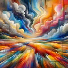 Einzigartiges abstraktes Gemälde in bunten Farben