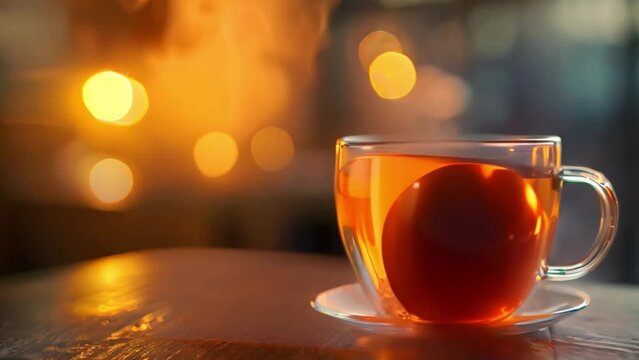 video warm tea in a glass