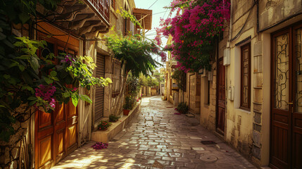 Fototapeta na wymiar Beautiful old street in Limassol Cyprus