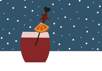 Mulled wine christmas illustration - isolated, editable vector