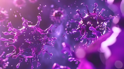 Using 3D rendering to render purple viruses with red blood cells