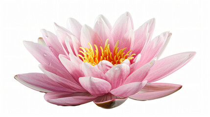 Beautiful pink water lily isolated on white background