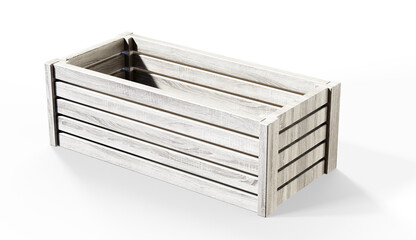 Empty wooden crate. Side view. 3D render