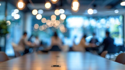 Blurred portrait businesspeople meeting in modern office room. AI generated image